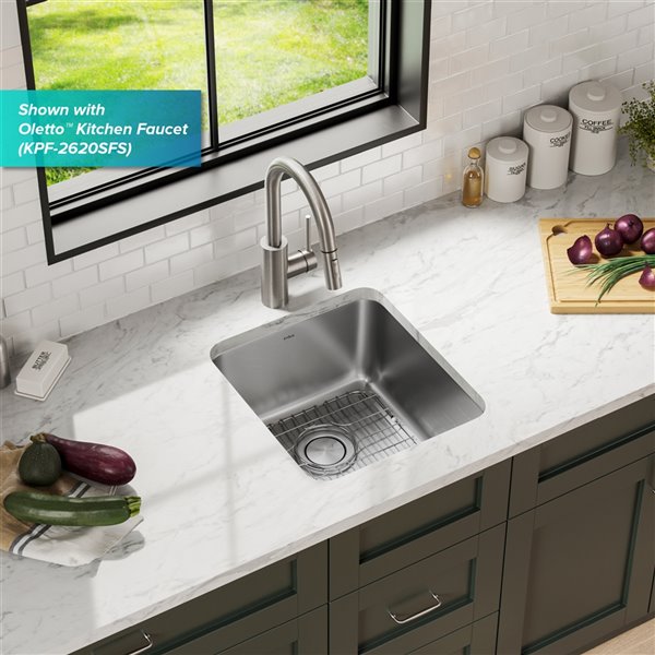 Kraus Undermount Single Bowl Sink - Stainless Steel - 17-in