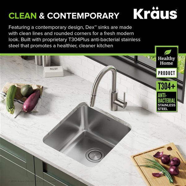 Kraus Undermount Single Bowl Sink - Stainless Steel - 17-in