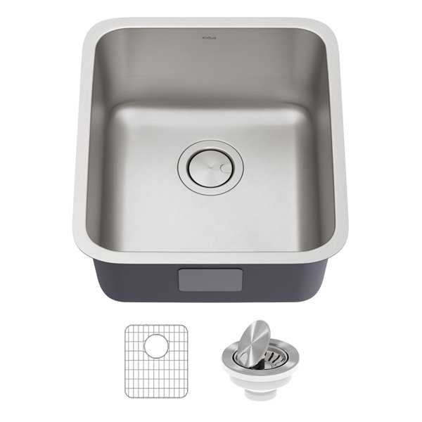 Kraus Undermount Single Bowl Sink - Stainless Steel - 17-in