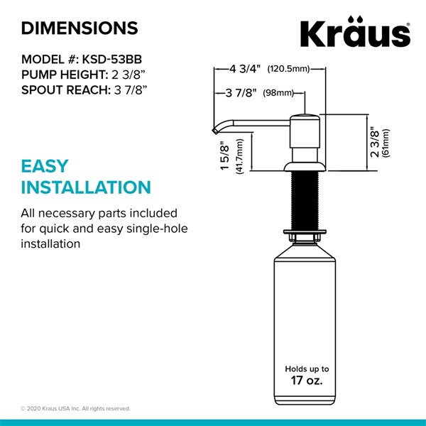 Kraus Boden Kitchen Soap and Lotion Dispenser - Brushed Brass