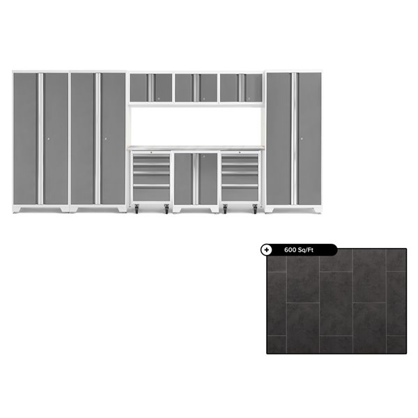Platinum Steel Cabinet Set, Craftsman Corner Steel Shelving Unit Black Platinum