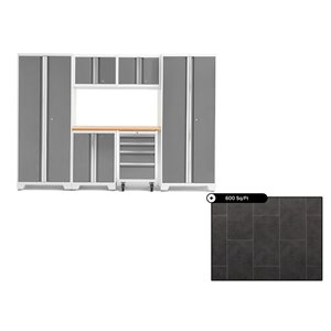 NewAge Bold Series 108-in x 76.75-in Platinum Steel Cabinet Set - Bamboo Work Surface - 600-sq. ft. - 7-Piece