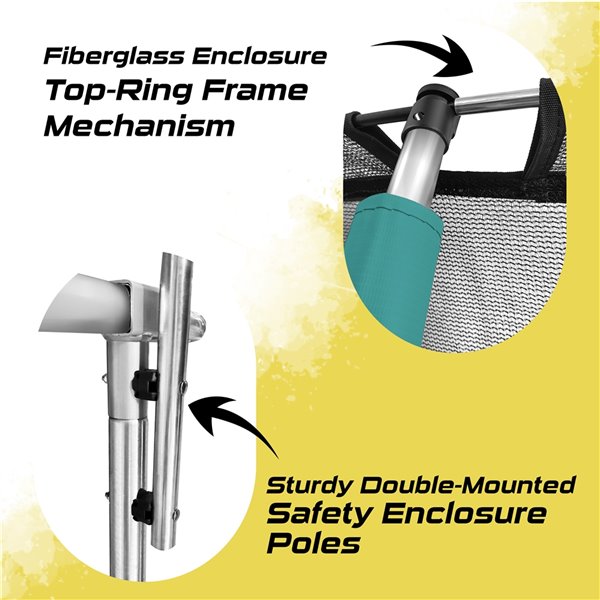 Moxie Round Outdoor Backyard Trampoline Set with Enclosure - 16.53-ft - Green