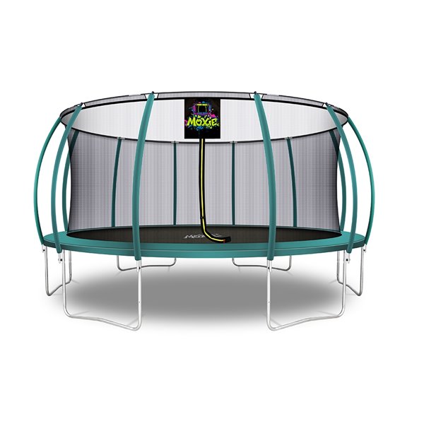 Moxie Round Outdoor Backyard Trampoline Set with Enclosure - 16.53-ft - Green