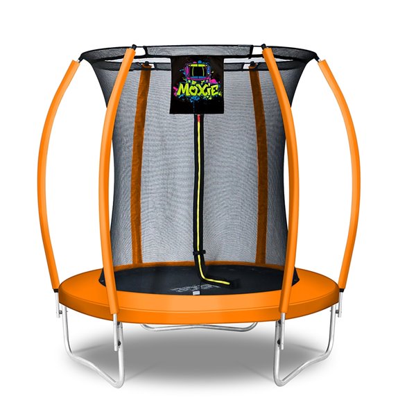 Moxie Round Outdoor Backyard Trampoline Set with Enclosure - 6.53-ft - Orange