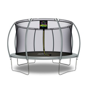 Moxie Round Outdoor Backyard Trampoline Set with Enclosure - 14.46-ft - Grey