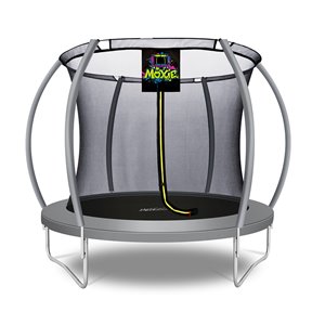 Moxie Round Outdoor Backyard Trampoline Set with Enclosure - 8.53-ft - Grey