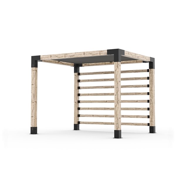 Trousse de pergola mural avec poteau Knect de Toja Grid 6x6 et voile d'ombrage, 8 pi x 10 pi