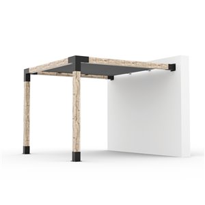 Trousse de pergola support mural Toja Grid avec voile d'ombrage pour pôteau de bois 6x6, 10 pi x 10 pi