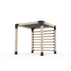 Trousse de pergola mural avec poteau Knect de Toja Grid 6x6 et voile d'ombrage, 8 pi x 8 pi