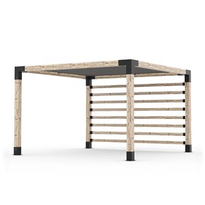 Trousse de pergola mural avec poteau Knect de Toja Grid 6x6 et voile d'ombrage, 12 pi x 12 pi