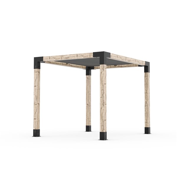 Trousse de pergola Toja Grid avec voile d'ombrage pour pôteau de bois 6x6, 8 pi x 10 pi, autoportant