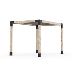 Trousse de pergola Toja Grid avec voile d'ombrage pour pôteau de bois 6x6, 8 pi x 12 pi, autoportant