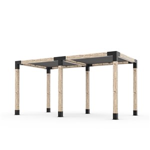 Trousse de pergola double Toja Grid avec 2 voiles d'ombrage pour pôteau de bois 6x6, 8 pi x 16 pi, autoportant