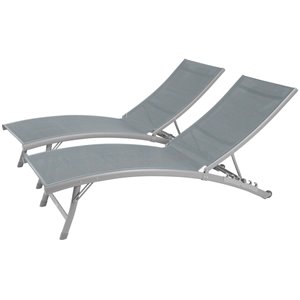 Chaise longue inclinable Clearwater de Vivere, gris, ens. de 2