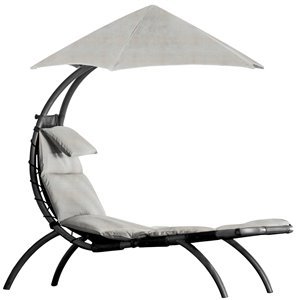 Vivere Original Dream Lounge Chair with Cushion and Umbrella - Grey/Black