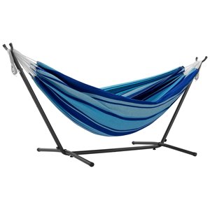 Vivere Double Brazilian Hammock with Steel Stand - Blue