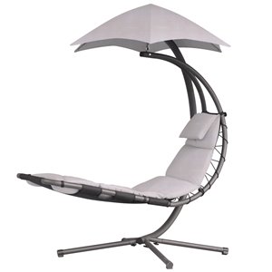 Vivere Original Dream Lounge Chair with Cushion and Umbrella - Light Grey
