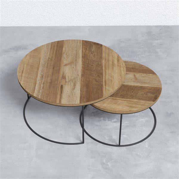 Urban Woodcraft Round Nesting Coffee, Nesting Coffee Table Round Wood