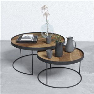 Round Nesting Tray Tables - 2 Pieces - Metal