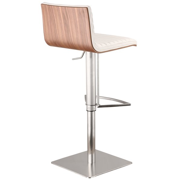 Armen Living Café Mid-Century Adjustable Height and Swivel Bar Stool - White