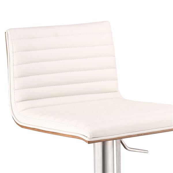 Armen Living Café Mid-Century Adjustable Height and Swivel Bar Stool - White