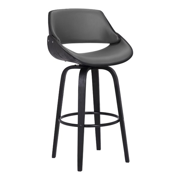 Armen Living Mona Mid-Century Swivel Bar Stool - Grey/Black