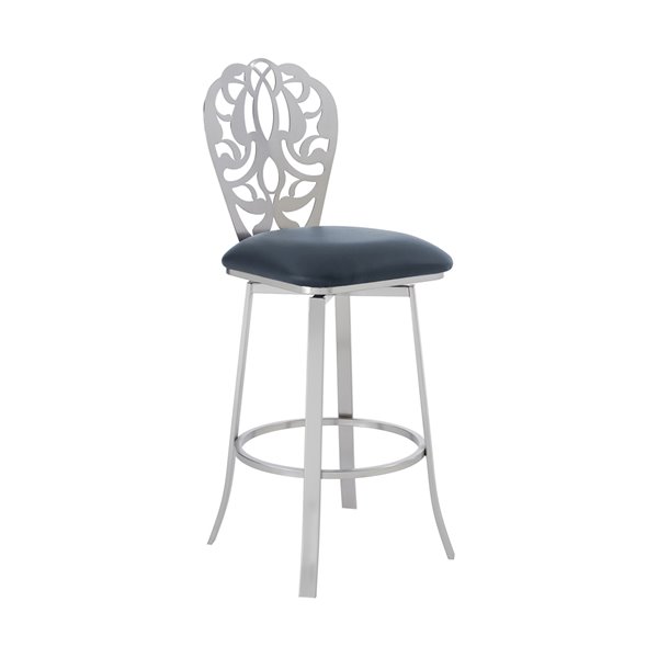 Armen Living Cherie Modern Swivel Bar Stool - Grey