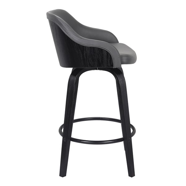 Armen Living Alec Mid-Century Swivel Bar Stool - Grey