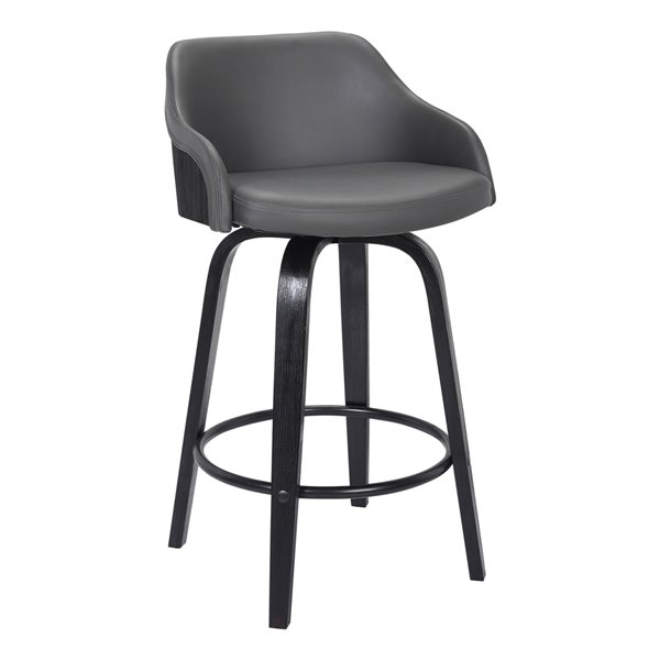 Armen Living Alec Mid-Century Swivel Bar Stool - Grey