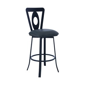 Armen Living Lola Modern Swivel Bar Stool - 30-in - Grey/Black