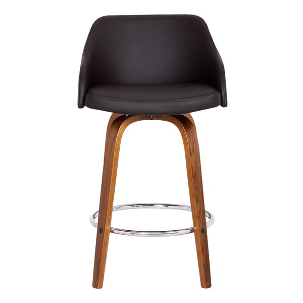 Armen Living Alec Mid-Century Swivel Counter Stool - Brown