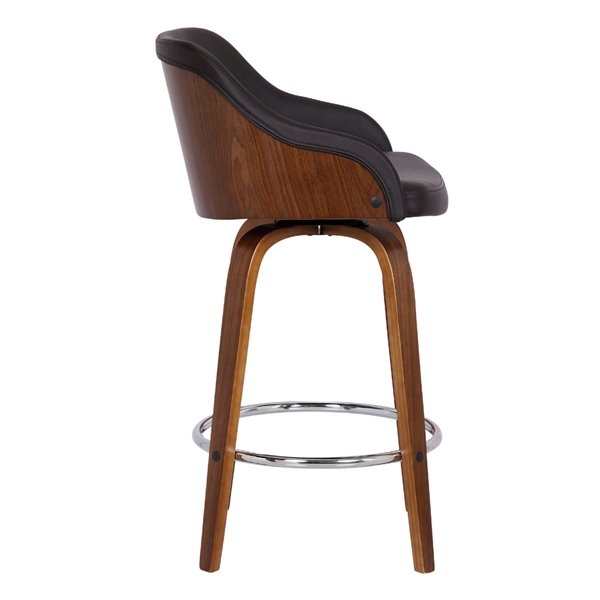 Armen Living Alec Mid-Century Swivel Counter Stool - Brown