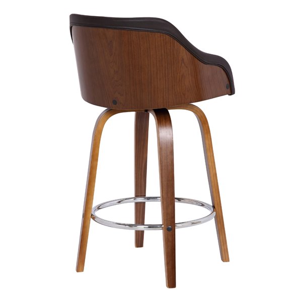 Armen Living Alec Mid-Century Swivel Counter Stool - Brown