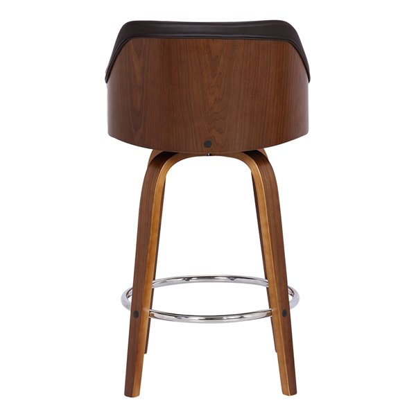 Armen Living Alec Mid-Century Swivel Counter Stool - Brown