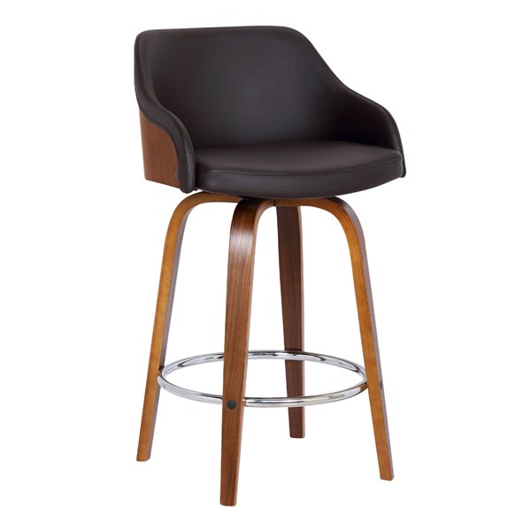 Armen Living Alec Mid-Century Swivel Counter Stool - Brown