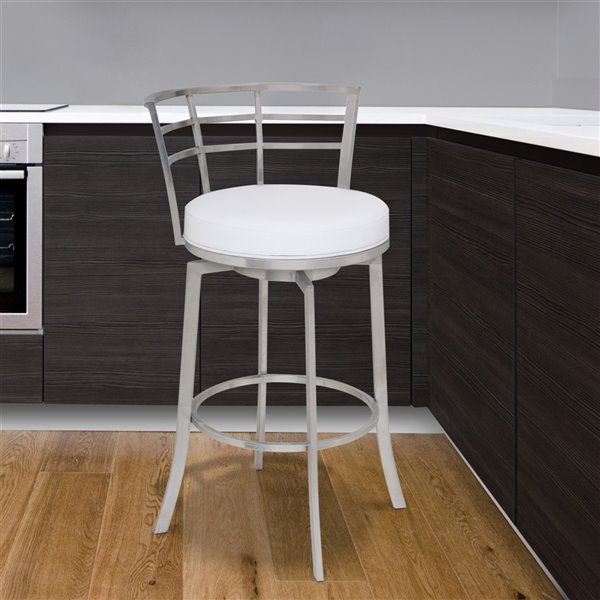 Armen Living Viper Modern Swivel Counter Stool - White