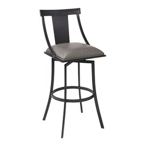 Armen Living Brisbane Mid-Century Swivel Bar Stool - Grey
