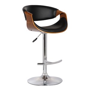 Armen Living Butterfly Mid-Century Adjustable Height and Swivel Bar Stool - Black