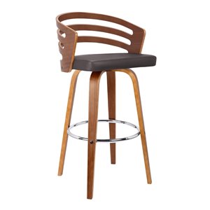 Armen Living Jayden Mid-Century Swivel Bar Stool - Brown