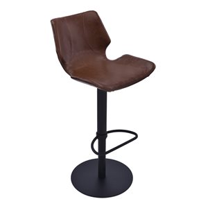 Armen Living Zuma Mid-Century Adjustable Height and Swivel Bar Stool - Brown/Tan