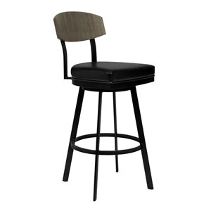Armen Living Frisco Mid-Century Swivel Counter Stool - Black