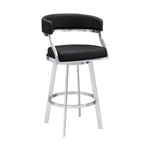 Armen Living Saturn Modern Swivel Bar Stool - Black