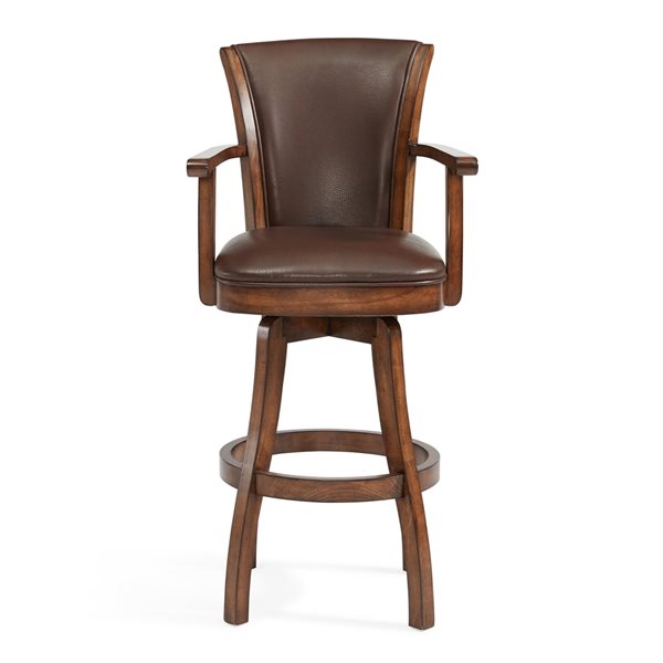 Armen Living Raleigh Arm Mid-Century Swivel Bar Stool - Brown/Tan