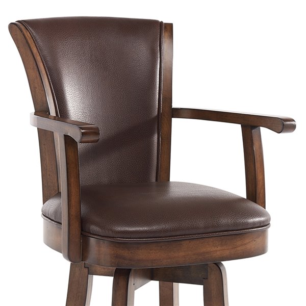 Armen Living Raleigh Arm Mid-Century Swivel Bar Stool - Brown/Tan