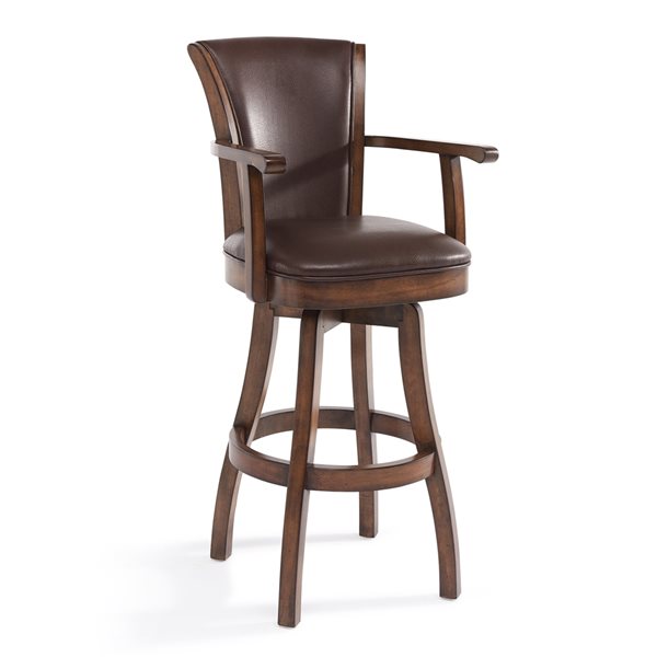 Armen Living Raleigh Arm Mid-Century Swivel Bar Stool - Brown/Tan