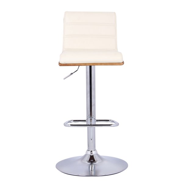 Armen Living Aubrey Mid-Century Adjustable Height Bar Stool - Cream