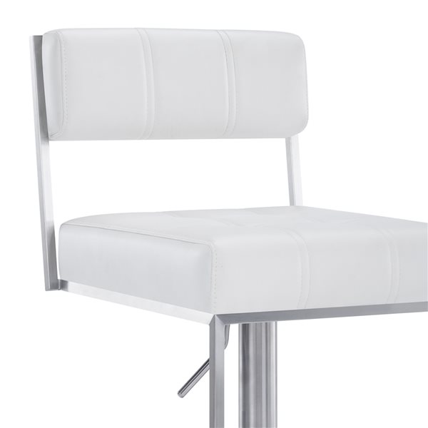 Armen Living Michele Modern Adjustable Height and Swivel Bar Stool White LCMISWBABSWH RONA