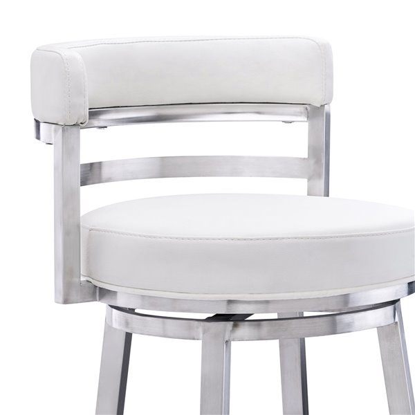 Armen Living Madrid Modern Swivel Counter Stool - White