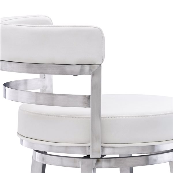 Armen Living Madrid Modern Swivel Counter Stool - White